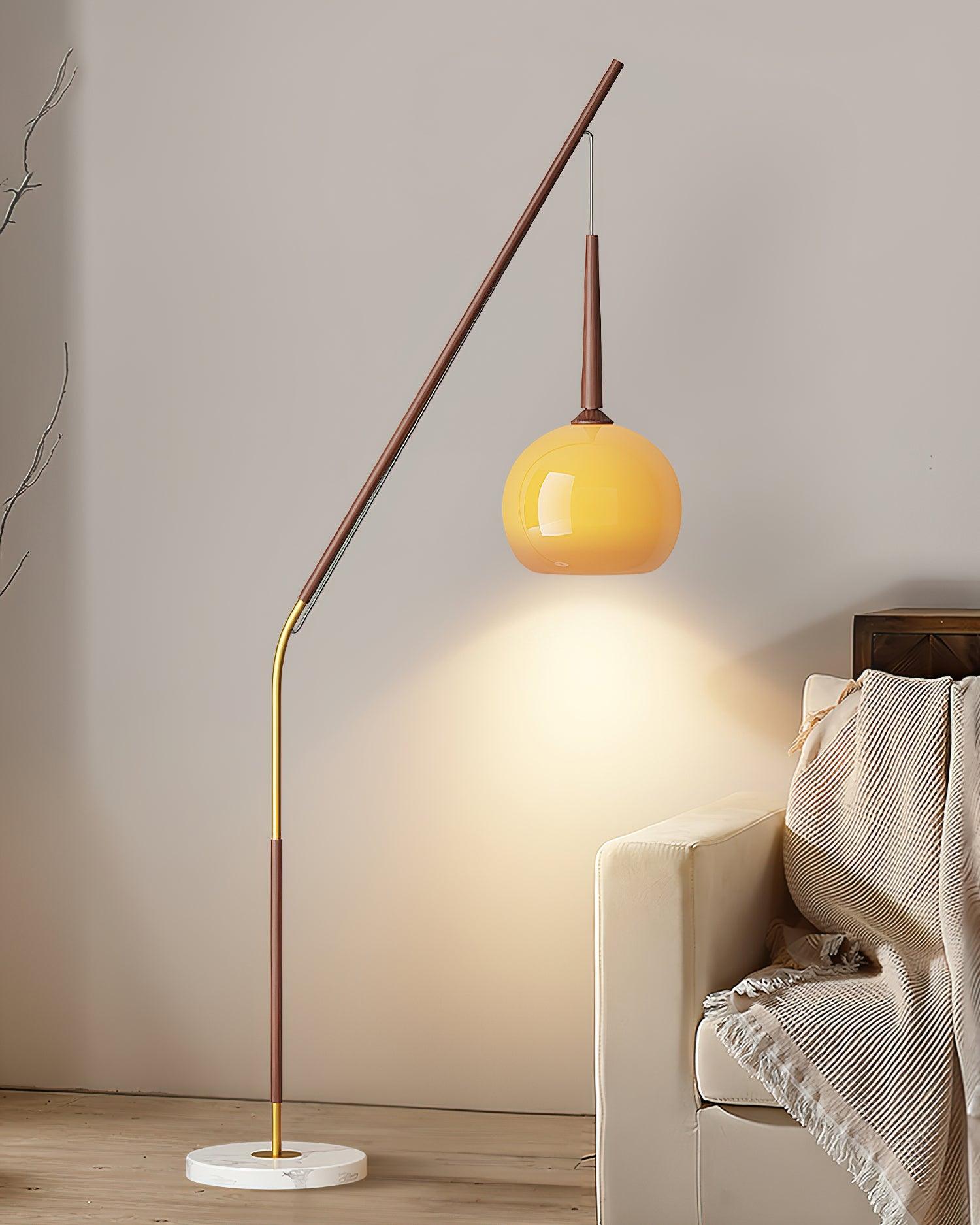 Modern Hulusi Ambient Hanging Floor Lamp with Marble Base and Glass Shade