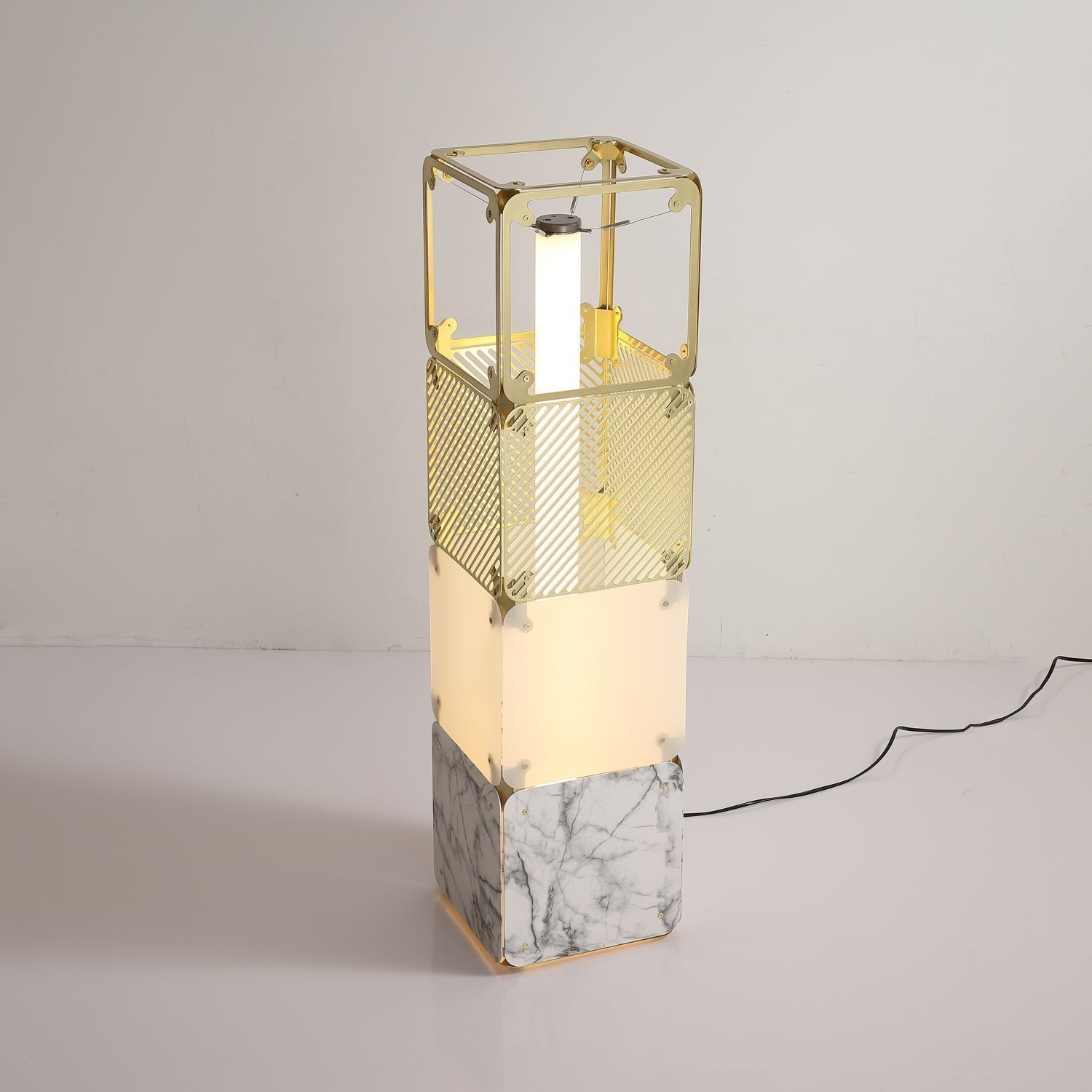 Modern Modular Geometric LED Floor Lamp Hyperqube Stacked Cube Standing Light