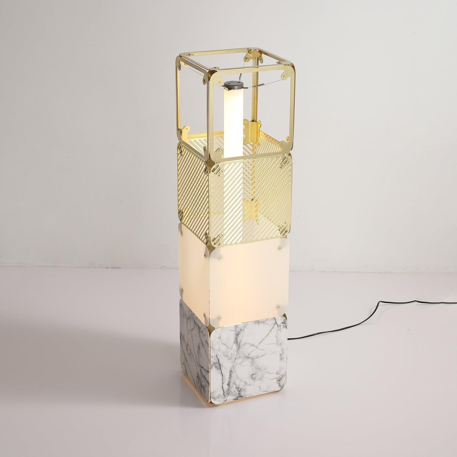 Modern Modular Geometric LED Floor Lamp Hyperqube Stacked Cube Standing Light