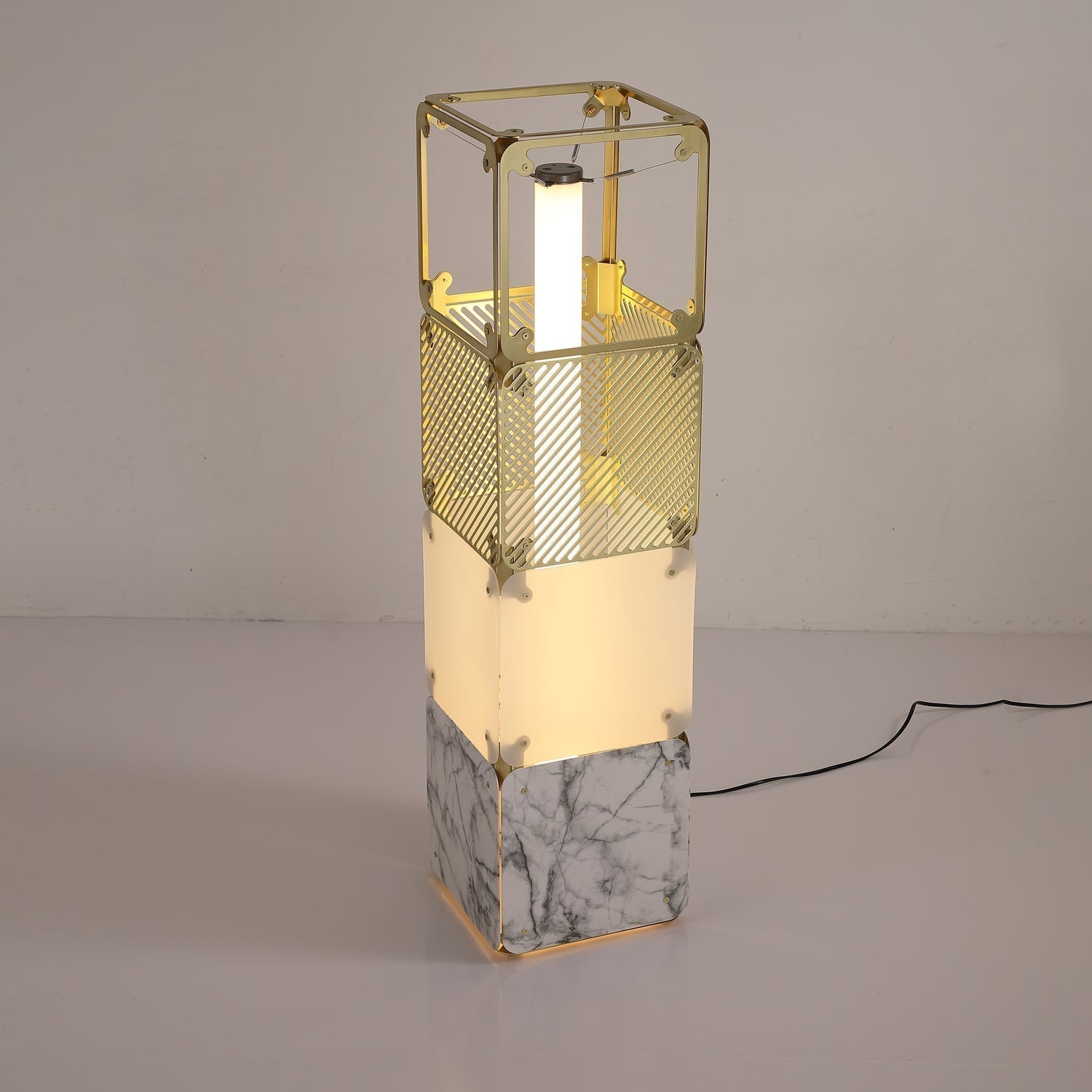 Modern Modular Geometric LED Floor Lamp Hyperqube Stacked Cube Standing Light