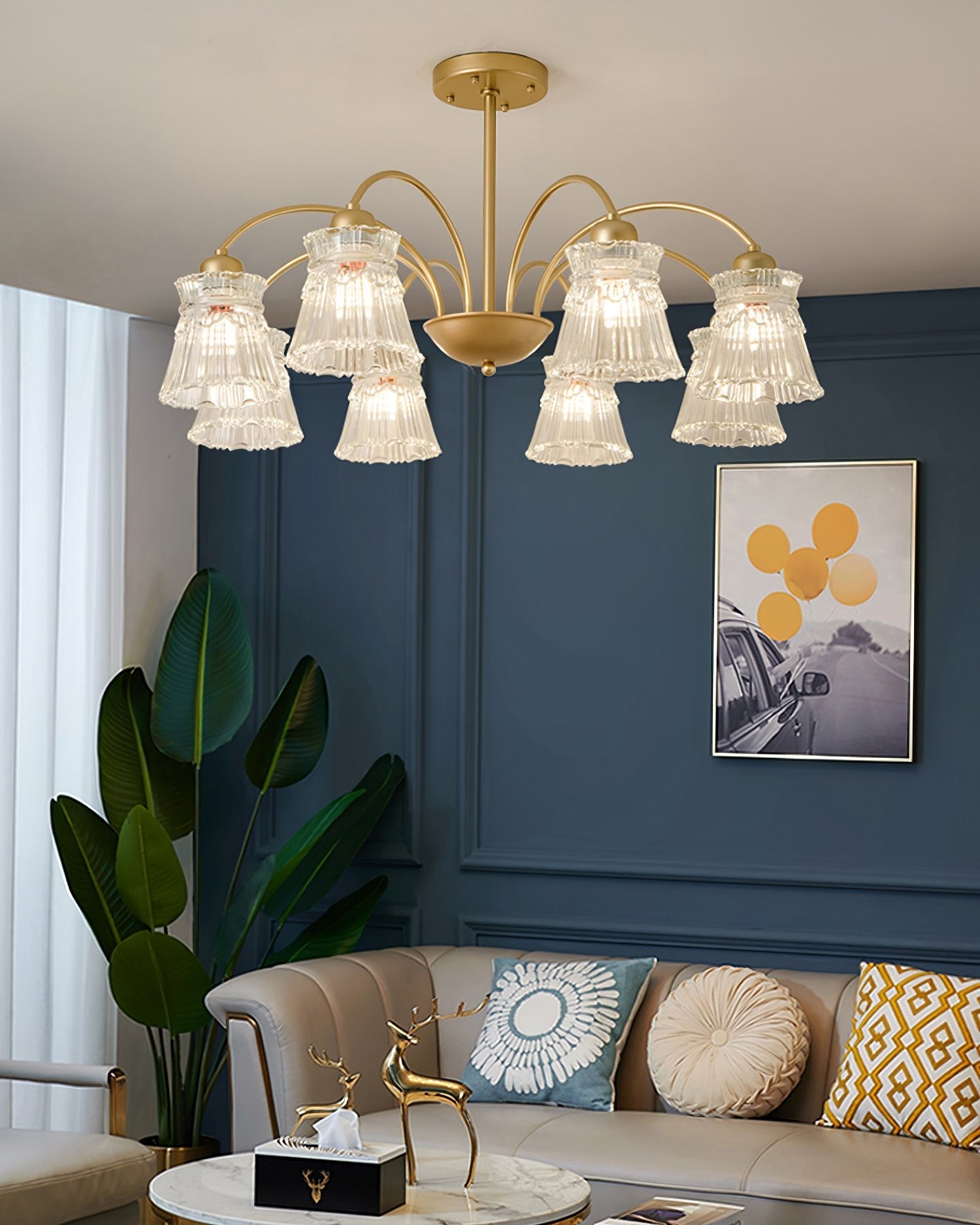 modern-round-brass-chandelier-with-ice-cream-style-frosted-glass-shades-for-living-room