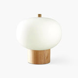 Minimalist Wood and Hand Blown Glass Globe Desk Lamp Modern LED Table Light