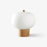 Minimalist Wood and Hand Blown Glass Globe Desk Lamp Modern LED Table Light