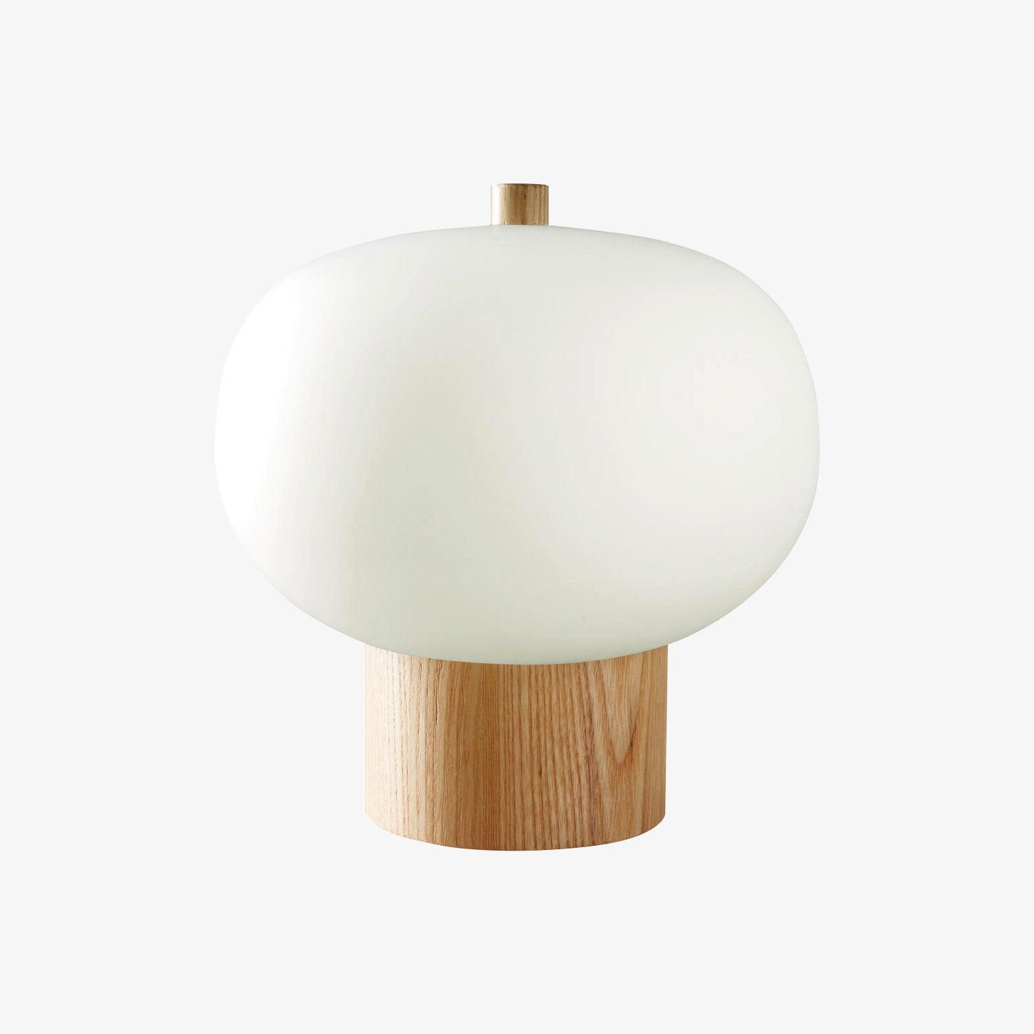 Minimalist Wood and Hand Blown Glass Globe Desk Lamp Modern LED Table Light