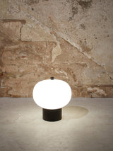 Minimalist Wood and Hand Blown Glass Globe Desk Lamp Modern LED Table Light