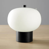 Minimalist Wood and Hand Blown Glass Globe Desk Lamp Modern LED Table Light