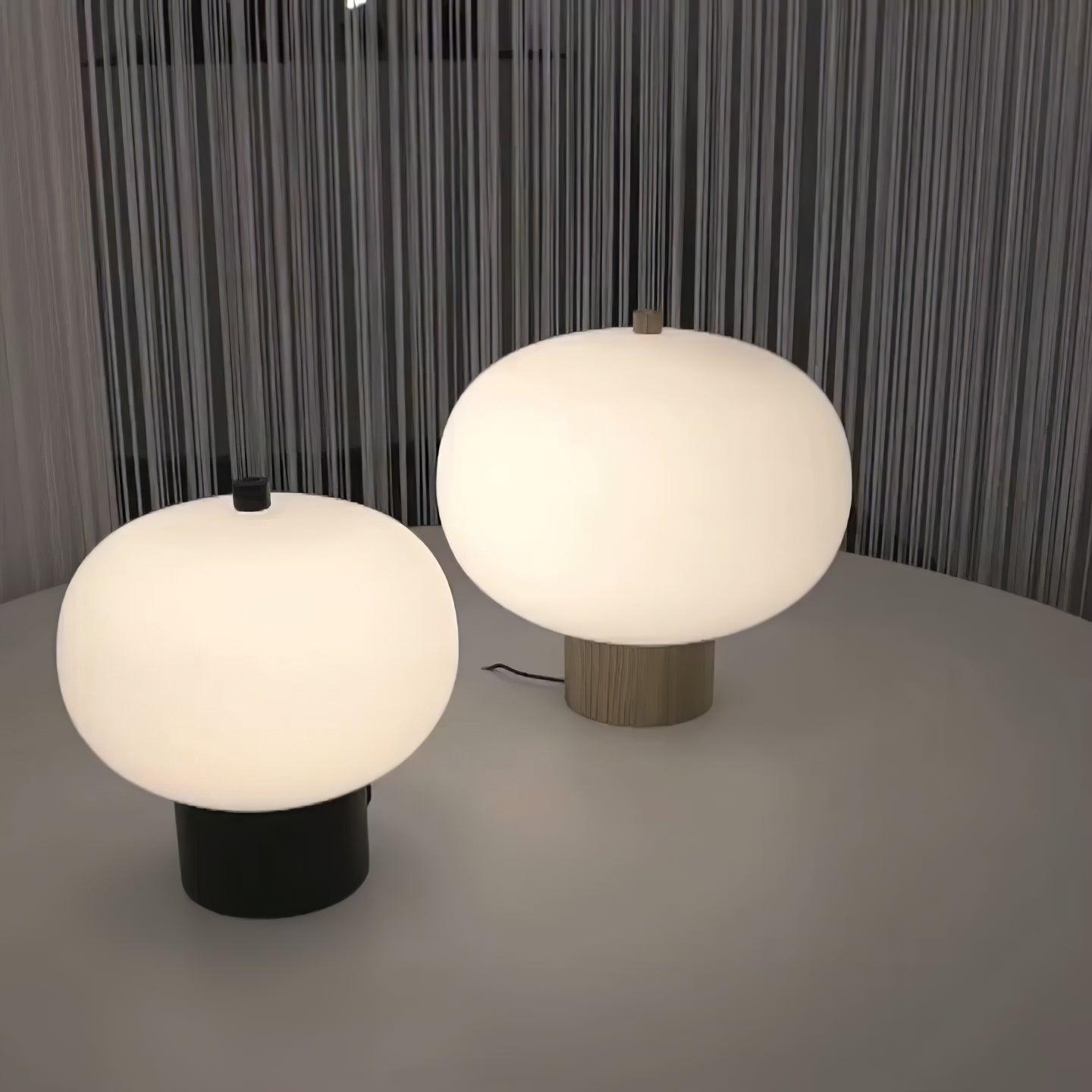 Minimalist Wood and Hand Blown Glass Globe Desk Lamp Modern LED Table Light