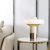Ilayda Mushroom Table Lamp White Molded Glass Desk Light with Gold Finish