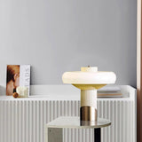 Ilayda Mushroom Table Lamp White Molded Glass Desk Light with Gold Finish