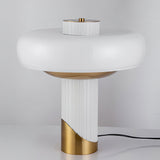 Ilayda Mushroom Table Lamp White Molded Glass Desk Light with Gold Finish