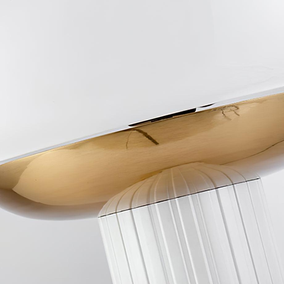 Ilayda Mushroom Table Lamp White Molded Glass Desk Light with Gold Finish