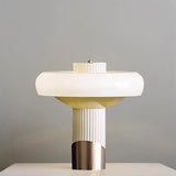 Ilayda Mushroom Table Lamp White Molded Glass Desk Light with Gold Finish