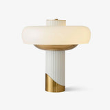 Ilayda Mushroom Table Lamp White Molded Glass Desk Light with Gold Finish