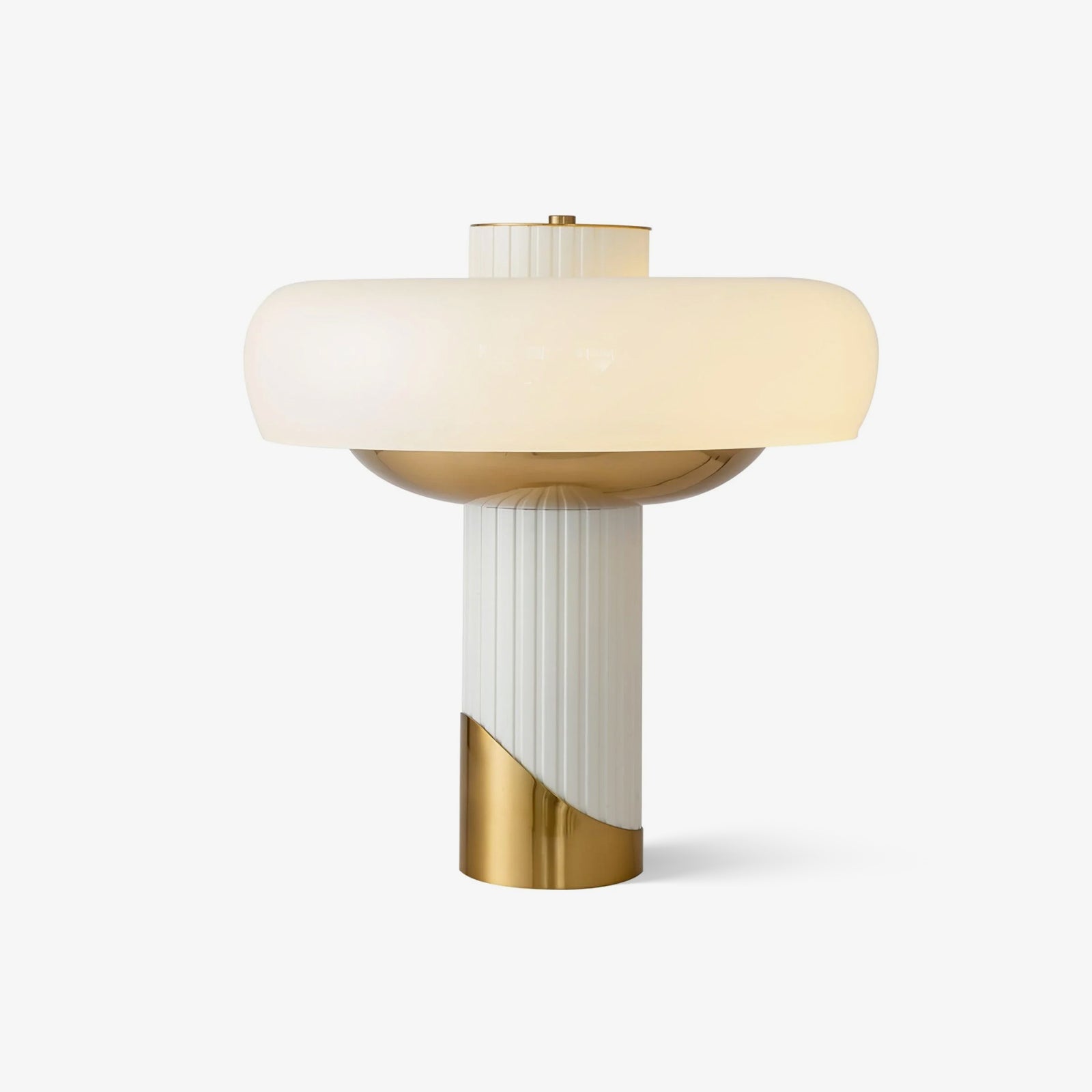 Ilayda Mushroom Table Lamp White Molded Glass Desk Light with Gold Finish