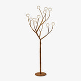 Modern Geometric Imitation Wood Floor Lamp with Glass Globe Shades for Living Room
