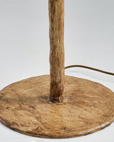 Modern Geometric Imitation Wood Floor Lamp with Glass Globe Shades for Living Room