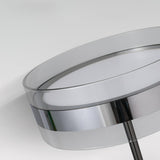 Modern Chrome LED Table Lamp with Cylindrical Glass Shade and Acrylic Elements for Bedroom Decor