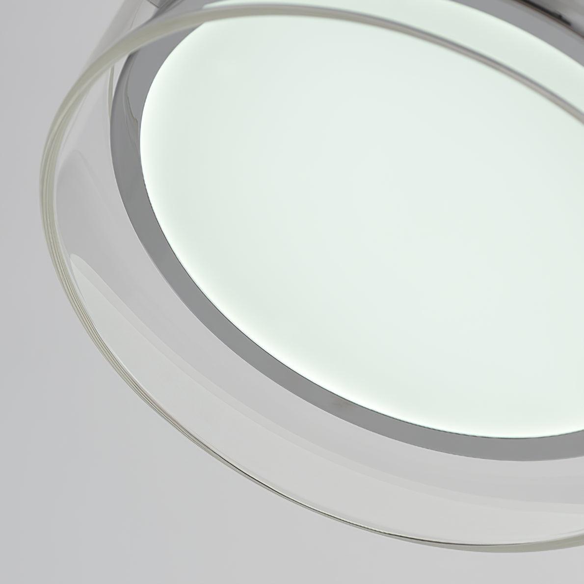 Modern Chrome LED Table Lamp with Cylindrical Glass Shade and Acrylic Elements for Bedroom Decor