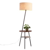 modern-inclined-wood-floor-lamp-with-fabric-shade-and-integrated-side-table