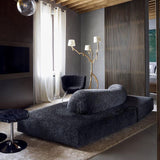 Ines Large Sculptural Floor Lamp Modern Uplight Brass and Fabric Standing Light