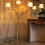 Ines Large Sculptural Floor Lamp Modern Uplight Brass and Fabric Standing Light