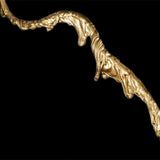 Ines Large Sculptural Floor Lamp Modern Uplight Brass and Fabric Standing Light