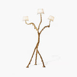 Ines Large Sculptural Floor Lamp Modern Uplight Brass and Fabric Standing Light