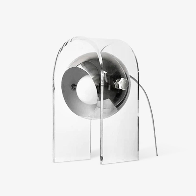 Retro Acrylic and Chrome Sphere Table Lamp Mid Century Modern Side Light
