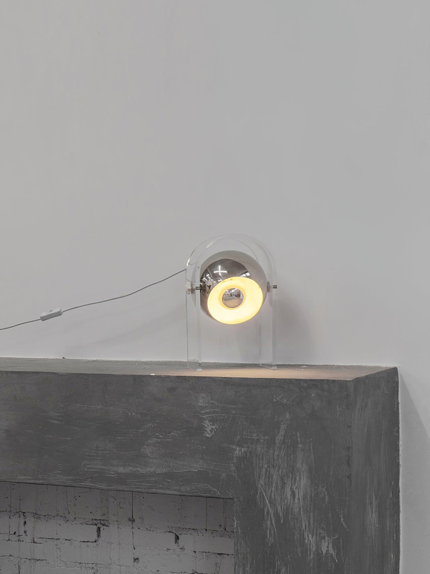 Retro Acrylic and Chrome Sphere Table Lamp Mid Century Modern Side Light