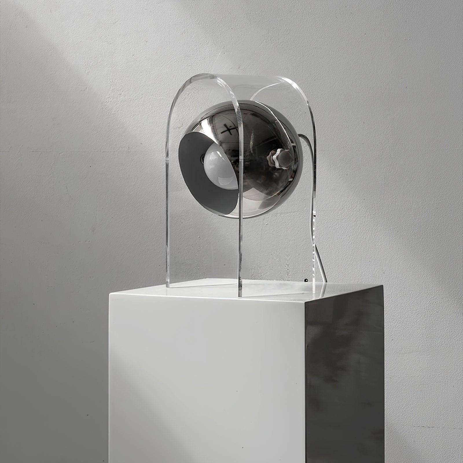 Retro Acrylic and Chrome Sphere Table Lamp Mid Century Modern Side Light