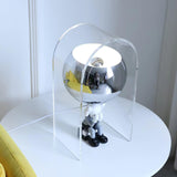 Retro Acrylic and Chrome Sphere Table Lamp Mid Century Modern Side Light
