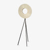 Modern Iris LED Floor Lamp with White Fabric Shade and Adjustable Color Temperatures