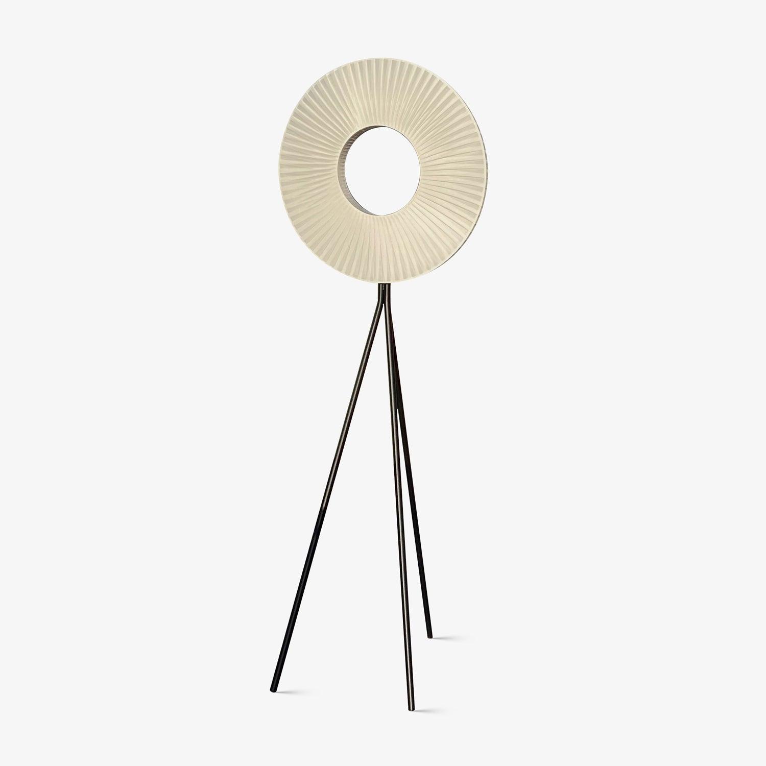 Modern Iris LED Floor Lamp with White Fabric Shade and Adjustable Color Temperatures