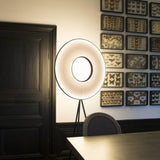 Modern Iris LED Floor Lamp with White Fabric Shade and Adjustable Color Temperatures