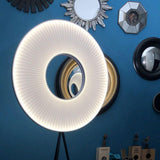 Modern Iris LED Floor Lamp with White Fabric Shade and Adjustable Color Temperatures