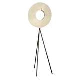 Modern Iris LED Floor Lamp with White Fabric Shade and Adjustable Color Temperatures