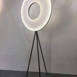 Modern Iris LED Floor Lamp with White Fabric Shade and Adjustable Color Temperatures