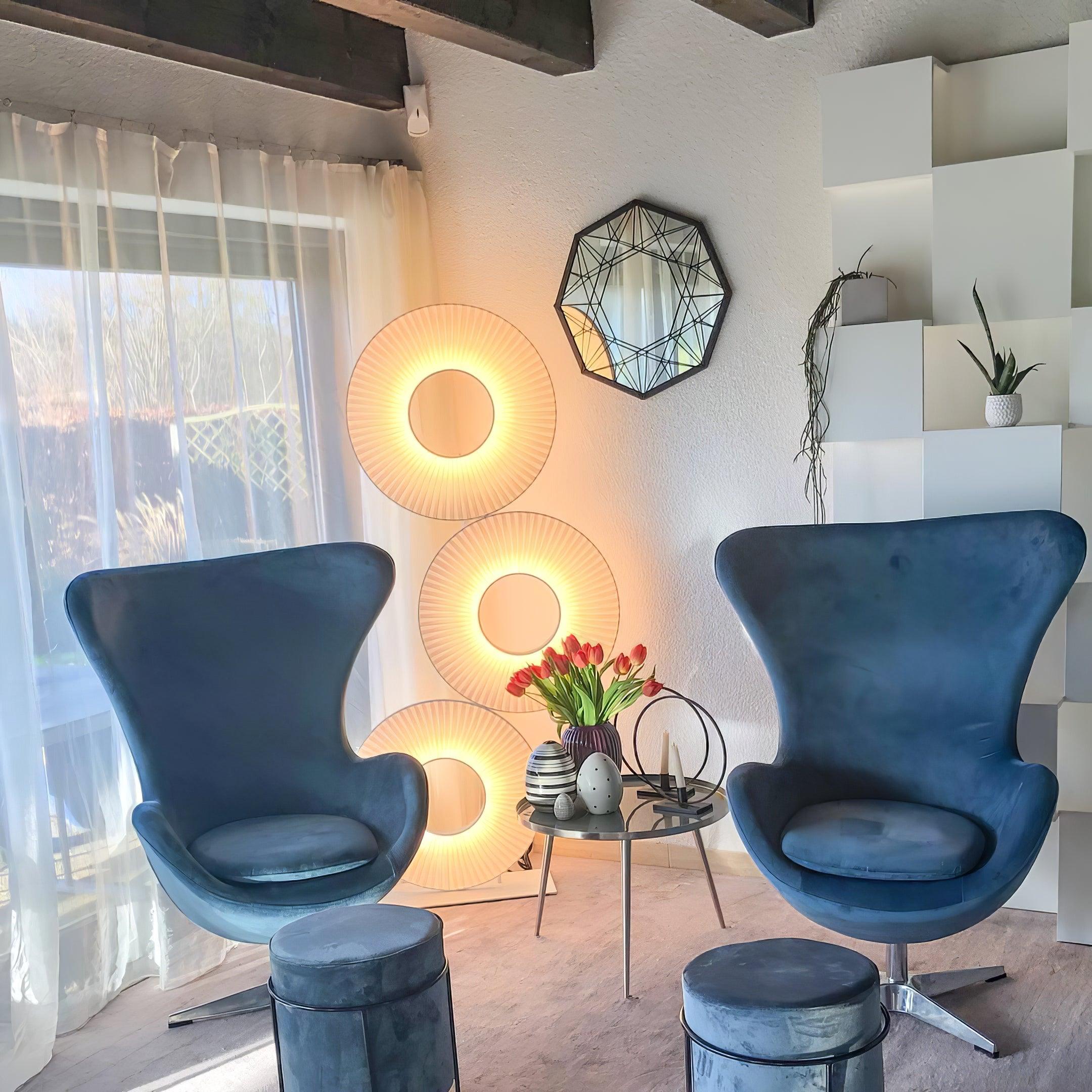 Modern Iris Totem LED Floor Lamp with Large Fabric Shade for Living Room Indoor Sunshine Lighting