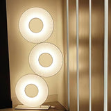Modern Iris Totem LED Floor Lamp with Large Fabric Shade for Living Room Indoor Sunshine Lighting