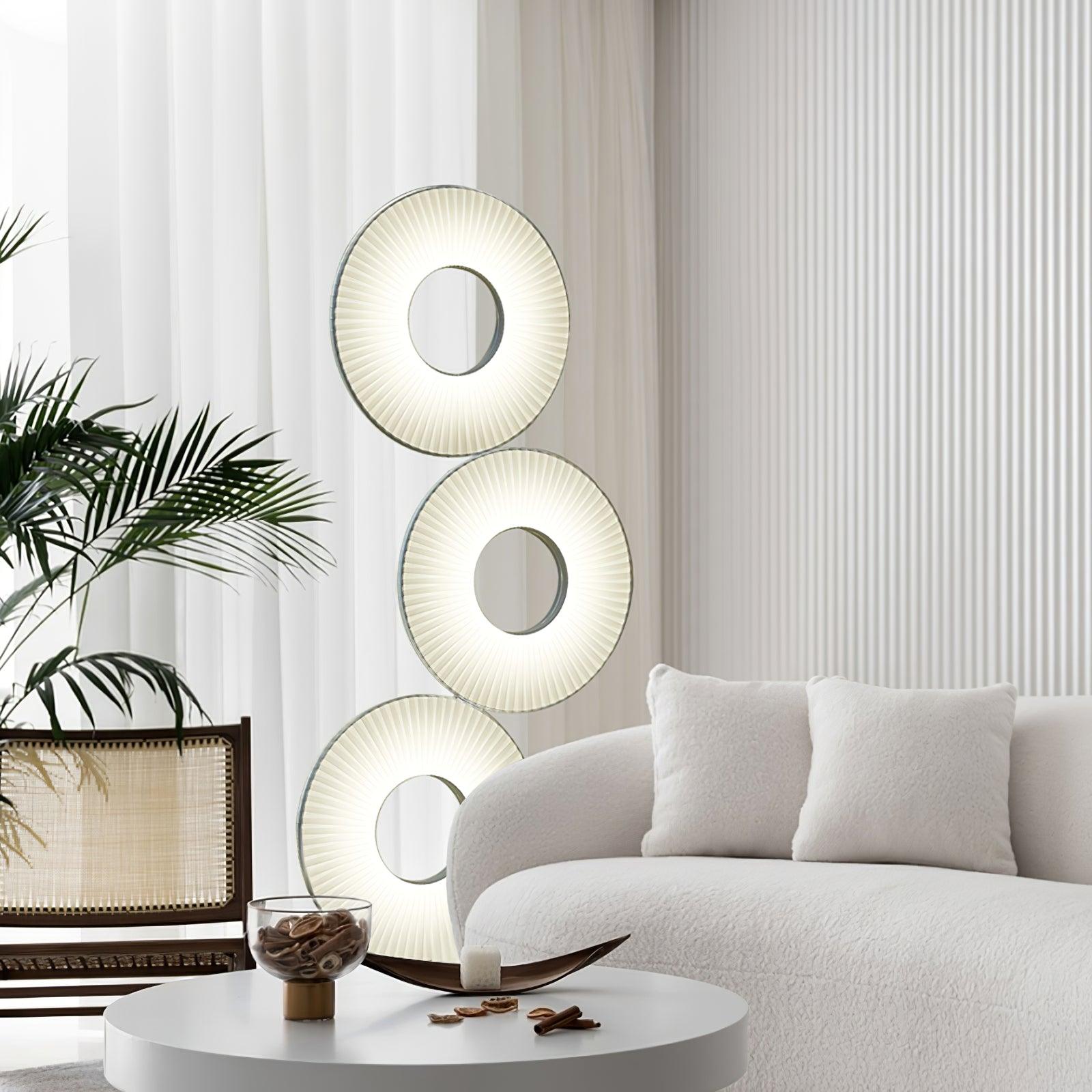 Modern Iris Totem LED Floor Lamp with Large Fabric Shade for Living Room Indoor Sunshine Lighting