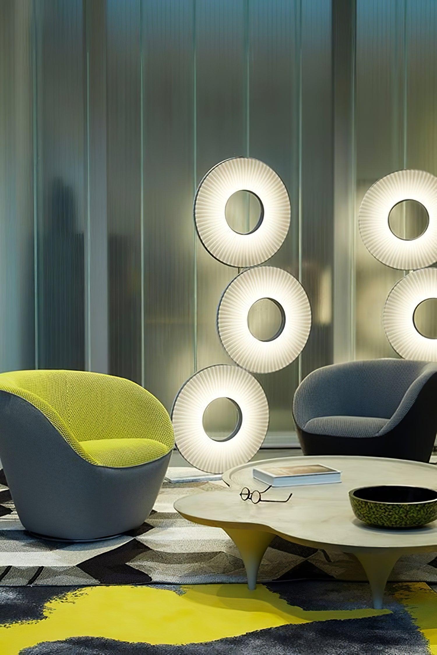 Modern Iris Totem LED Floor Lamp with Large Fabric Shade for Living Room Indoor Sunshine Lighting