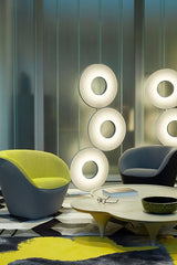 Modern Iris Totem LED Floor Lamp with Large Fabric Shade for Living Room Indoor Sunshine Lighting