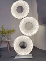 Modern Iris Totem LED Floor Lamp with Large Fabric Shade for Living Room Indoor Sunshine Lighting