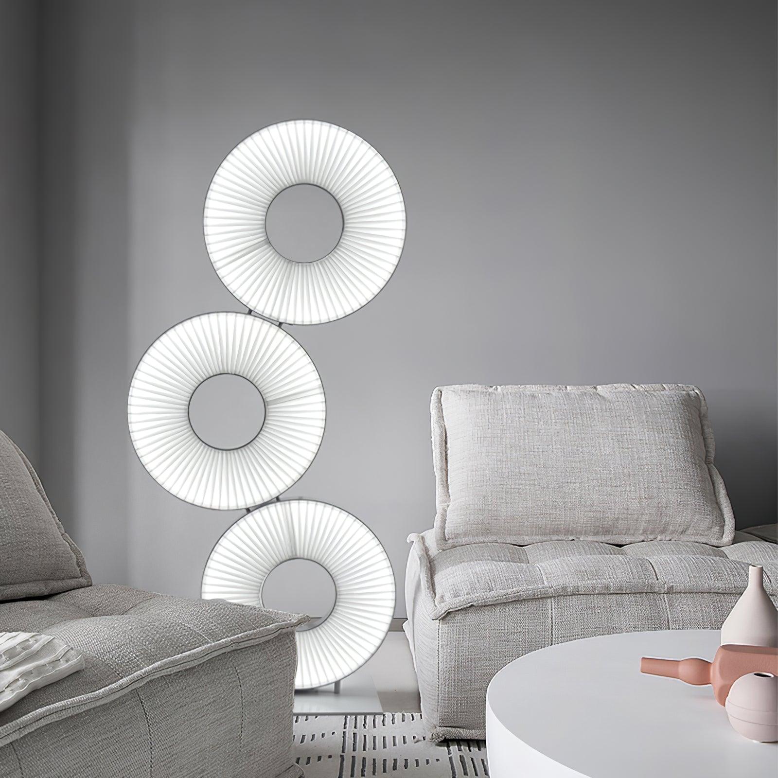 Modern Iris Totem LED Floor Lamp with Large Fabric Shade for Living Room Indoor Sunshine Lighting