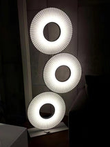 Modern Iris Totem LED Floor Lamp with Large Fabric Shade for Living Room Indoor Sunshine Lighting