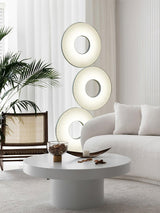 Modern Iris Totem LED Floor Lamp with Large Fabric Shade for Living Room Indoor Sunshine Lighting
