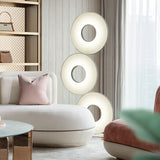 Modern Iris Totem LED Floor Lamp with Large Fabric Shade for Living Room Indoor Sunshine Lighting