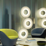 Modern Iris Totem LED Floor Lamp with Large Fabric Shade for Living Room Indoor Sunshine Lighting