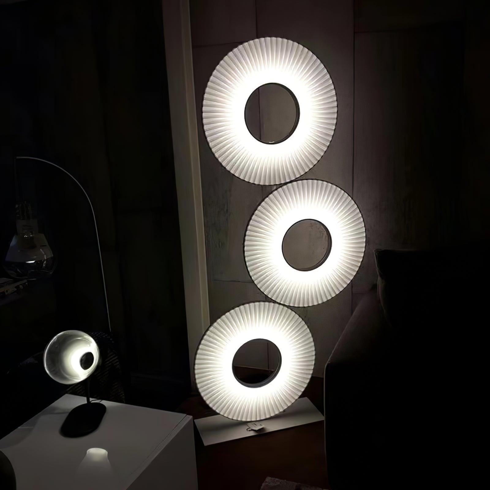 Modern Iris Totem LED Floor Lamp with Large Fabric Shade for Living Room Indoor Sunshine Lighting