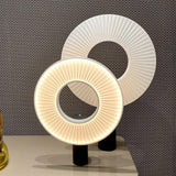 Iris Minimalist LED Portable Table Lamp Modern Fabric Shade Bedside Desk Light Black